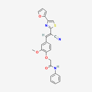 molecular formula C25H19N3O4S B2585907 (E)-2-(4-(2-氰基-2-(4-(呋喃-2-基)噻唑-2-基)乙烯基)-2-甲氧基苯氧基)-N-苯基乙酰胺 CAS No. 862719-85-5