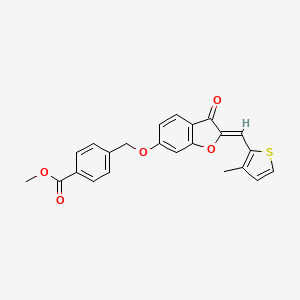 molecular formula C23H18O5S B2585919 (Z)-methyl 4-(((2-((3-methylthiophen-2-yl)methylene)-3-oxo-2,3-dihydrobenzofuran-6-yl)oxy)methyl)benzoate CAS No. 622804-97-1