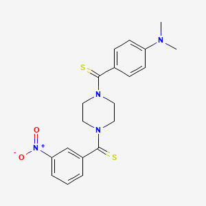 molecular formula C20H22N4O2S2 B2585920 （4-二甲氨基苯基）（4-（3-硝基苯基碳硫酰基）哌嗪-1-基）甲烷硫酮 CAS No. 867135-44-2