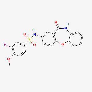 molecular formula C20H15FN2O5S B2585927 3-フルオロ-4-メトキシ-N-(11-オキソ-10,11-ジヒドロジベンゾ[b,f][1,4]オキサゼピン-2-イル)ベンゼンスルホンアミド CAS No. 921920-62-9