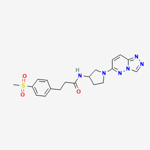 molecular formula C19H22N6O3S B2585928 N-(1-([1,2,4]triazolo[4,3-b]pyridazin-6-yl)pyrrolidin-3-yl)-3-(4-(methylsulfonyl)phenyl)propanamide CAS No. 2034390-85-5
