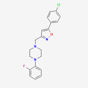 molecular formula C20H19ClFN3O B2585931 1-{[5-(4-Chlorophenyl)-3-isoxazolyl]methyl}-4-(2-fluorophenyl)piperazine CAS No. 343374-68-5