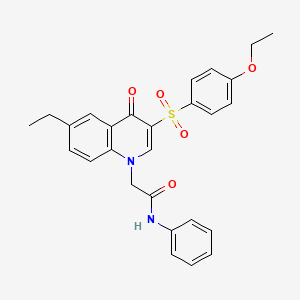 molecular formula C27H26N2O5S B2585935 2-[3-(4-ethoxybenzenesulfonyl)-6-ethyl-4-oxo-1,4-dihydroquinolin-1-yl]-N-phenylacetamide CAS No. 895645-80-4