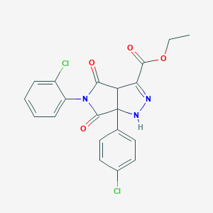 molecular formula C20H15Cl2N3O4 B258594 Ethyl 5-(2-chlorophenyl)-6a-(4-chlorophenyl)-4,6-dioxo-1,3a,4,5,6,6a-hexahydropyrrolo[3,4-c]pyrazole-3-carboxylate 