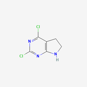molecular formula C6H5Cl2N3 B2585942 2,4-Dichloro-6,7-dihydro-5H-pyrrolo[2,3-d]pyrimidine CAS No. 2139336-89-1