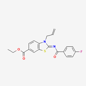 molecular formula C20H17FN2O3S B2585944 (Z)-3-alil-2-((4-fluorobenzoil)imino)-2,3-dihidrobenzo[d]tiazol-6-carboxilato de etilo CAS No. 865174-57-8