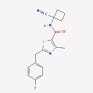 molecular formula C17H16FN3OS B2585946 N-(1-cyanocyclobutyl)-2-[(4-fluorophenyl)methyl]-4-methyl-1,3-thiazole-5-carboxamide CAS No. 1355792-70-9