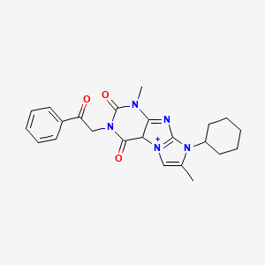 molecular formula C23H25N5O3 B2585957 8-cyclohexyl-1,7-dimethyl-3-(2-oxo-2-phenylethyl)-1H,2H,3H,4H,8H-imidazo[1,2-g]purine-2,4-dione CAS No. 878718-28-6