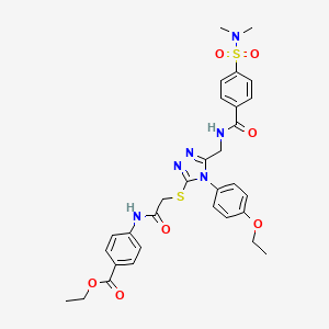 Ethyl 4-[[2-[[5-[[[4-(dimethylsulfamoyl)benzoyl]amino]methyl]-4-(4-ethoxyphenyl)-1,2,4-triazol-3-yl]sulfanyl]acetyl]amino]benzoate