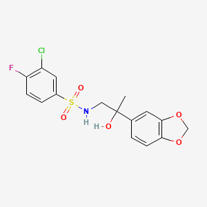 molecular formula C16H15ClFNO5S B2585964 N-(2-(benzo[d][1,3]dioxol-5-yl)-2-hydroxypropyl)-3-chloro-4-fluorobenzenesulfonamide CAS No. 1396798-37-0