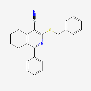 molecular formula C23H20N2S B2585965 3-(Benzylsulfanyl)-1-phenyl-5,6,7,8-tetrahydroisoquinoline-4-carbonitrile CAS No. 315246-92-5