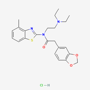 molecular formula C23H28ClN3O3S B2585987 2-(2H-1,3-苯并二氧杂环戊烯-5-基)-N-[2-(二乙氨基)乙基]-N-(4-甲基-1,3-苯并噻唑-2-基)乙酰胺盐酸盐 CAS No. 1189869-56-4