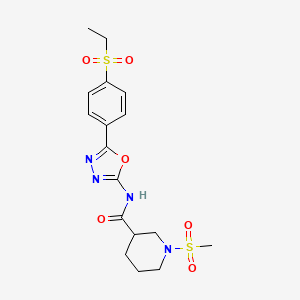 molecular formula C17H22N4O6S2 B2585992 N-(5-(4-(ethylsulfonyl)phenyl)-1,3,4-oxadiazol-2-yl)-1-(methylsulfonyl)piperidine-3-carboxamide CAS No. 1171638-27-9