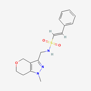 (E)-N-((1-methyl-1,4,6,7-tetrahydropyrano[4,3-c]pyrazol-3-yl)methyl)-2-phenylethenesulfonamide