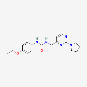 molecular formula C18H23N5O2 B2585998 1-(4-Ethoxyphenyl)-3-((2-(pyrrolidin-1-yl)pyrimidin-4-yl)methyl)urea CAS No. 1797252-09-5