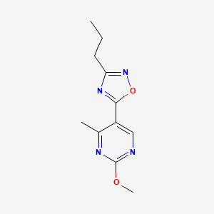 molecular formula C11H14N4O2 B2586004 5-(2-Methoxy-4-methylpyrimidin-5-yl)-3-propyl-1,2,4-oxadiazole CAS No. 2034329-99-0
