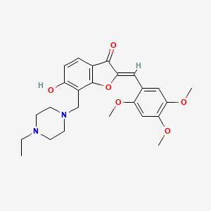 molecular formula C25H30N2O6 B2586006 (Z)-7-((4-乙基哌嗪-1-基)甲基)-6-羟基-2-(2,4,5-三甲氧基苄叉亚甲基)苯并呋喃-3(2H)-酮 CAS No. 899391-35-6