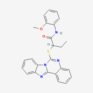 molecular formula C25H22N4O2S B2586023 2-(苯并咪唑[1,2-c]喹唑啉-6-基硫代)-N-(2-甲氧基苯基)丁酰胺 CAS No. 688792-92-9