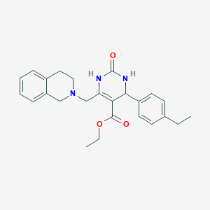 molecular formula C25H29N3O3 B2586029 Ethyl 4-(4-ethylphenyl)-2-oxo-6-[(1,2,3,4-tetrahydroisoquinolin-2-yl)methyl]-1,2,3,4-tetrahydropyrimidine-5-carboxylate CAS No. 1260634-58-9