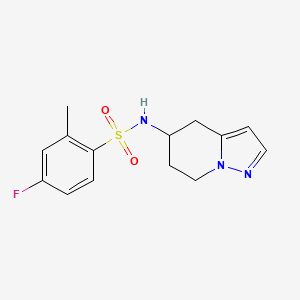 molecular formula C14H16FN3O2S B2586037 4-氟-2-甲基-N-(4,5,6,7-四氢吡唑并[1,5-a]吡啶-5-基)苯磺酰胺 CAS No. 2034540-89-9