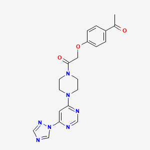 molecular formula C20H21N7O3 B2586044 1-(4-(6-(1H-1,2,4-triazol-1-yl)pyrimidin-4-yl)piperazin-1-yl)-2-(4-acetylphenoxy)ethanone CAS No. 1795443-68-3