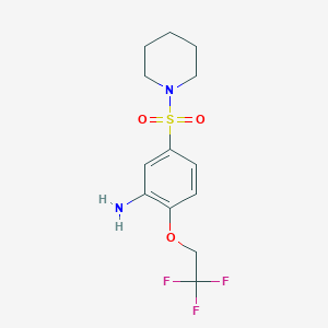 molecular formula C13H17F3N2O3S B2586045 5-(Piperidine-1-sulfonyl)-2-(2,2,2-trifluoroethoxy)aniline CAS No. 556016-29-6