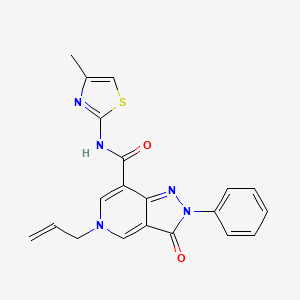 molecular formula C20H17N5O2S B2586048 5-allyl-N-(4-methylthiazol-2-yl)-3-oxo-2-phenyl-3,5-dihydro-2H-pyrazolo[4,3-c]pyridine-7-carboxamide CAS No. 921507-08-6