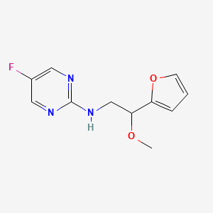 molecular formula C11H12FN3O2 B2586056 5-Fluoro-N-[2-(furan-2-yl)-2-methoxyethyl]pyrimidin-2-amine CAS No. 2379977-18-9