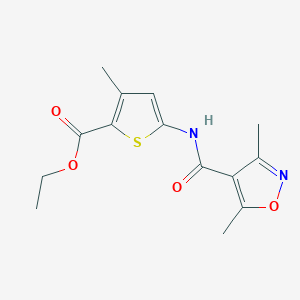 molecular formula C14H16N2O4S B2586058 Ethyl 5-(3,5-dimethylisoxazole-4-carboxamido)-3-methylthiophene-2-carboxylate CAS No. 1156233-81-6