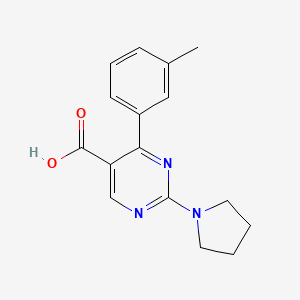 molecular formula C16H17N3O2 B2586060 4-(3-甲基苯基)-2-吡咯烷-1-基嘧啶-5-羧酸 CAS No. 1340834-09-4