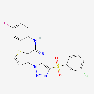 3-((3-chlorophenyl)sulfonyl)-N-(4-fluorophenyl)thieno[2,3-e][1,2,3]triazolo[1,5-a]pyrimidin-5-amine