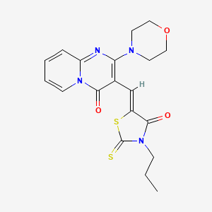 molecular formula C19H20N4O3S2 B2586065 (Z)-5-((2-morpholino-4-oxo-4H-pyrido[1,2-a]pyrimidin-3-yl)methylene)-3-propyl-2-thioxothiazolidin-4-one CAS No. 378757-01-8