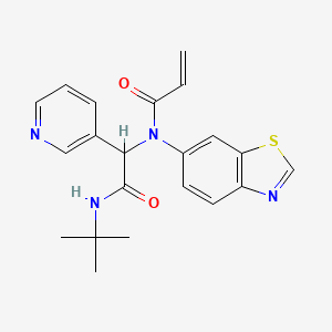 molecular formula C21H22N4O2S B2586066 N-(Benzo[d]thiazol-6-yl)-N-(2-(tert-butylamino)-2-oxo-1-(pyridin-3-yl)ethyl)acrylamide CAS No. 2418644-78-5