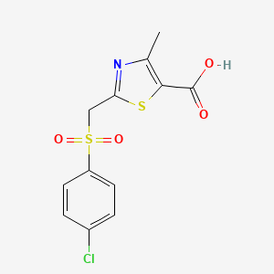 molecular formula C12H10ClNO4S2 B2586070 2-[(4-Chlorophenyl)sulfonylmethyl]-4-methyl-1,3-thiazole-5-carboxylic acid CAS No. 263157-97-7