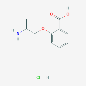 molecular formula C10H14ClNO3 B2586071 2-(2-Aminopropoxy)benzoic acid;hydrochloride CAS No. 2413905-13-0