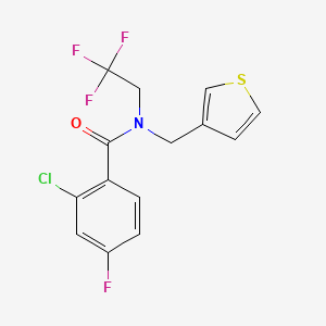 2-chloro-4-fluoro-N-(thiophen-3-ylmethyl)-N-(2,2,2-trifluoroethyl)benzamide