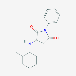 molecular formula C17H22N2O2 B258608 3-[(2-Methylcyclohexyl)amino]-1-phenylpyrrolidine-2,5-dione 