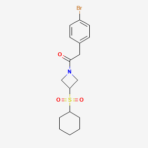 molecular formula C17H22BrNO3S B2586082 2-(4-溴苯基)-1-(3-(环己基磺酰基)氮杂环丁烷-1-基)乙酮 CAS No. 1448132-17-9