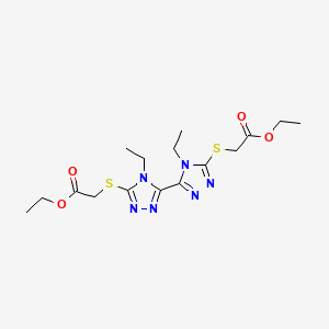 molecular formula C16H24N6O4S2 B2586095 2-[[5-[5-(2-乙氧基-2-氧代乙基)硫烷基-4-乙基-1,2,4-三唑-3-基]-4-乙基-1,2,4-三唑-3-基]硫烷基]乙酸乙酯 CAS No. 500267-46-9