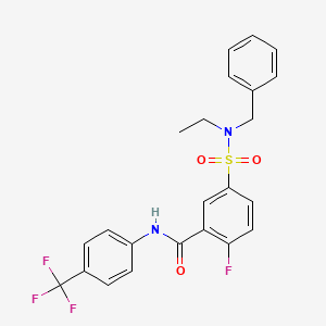 molecular formula C23H20F4N2O3S B2586099 5-[benzyl(ethyl)sulfamoyl]-2-fluoro-N-[4-(trifluoromethyl)phenyl]benzamide CAS No. 451483-46-8