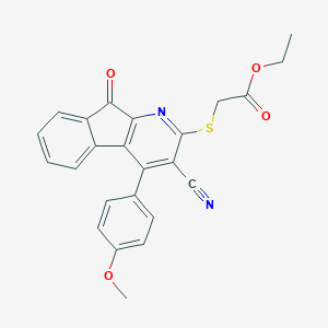 molecular formula C24H18N2O4S B258610 ethyl {[3-cyano-4-(4-methoxyphenyl)-9-oxo-9H-indeno[2,1-b]pyridin-2-yl]sulfanyl}acetate 