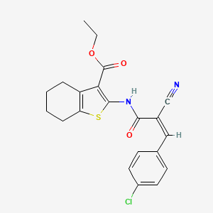 molecular formula C21H19ClN2O3S B2586102 (Z)-ethyl 2-(3-(4-chlorophenyl)-2-cyanoacrylamido)-4,5,6,7-tetrahydrobenzo[b]thiophene-3-carboxylate CAS No. 300812-75-3