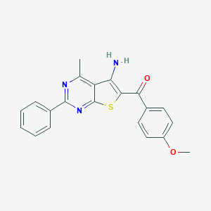 molecular formula C21H17N3O2S B258611 (5-Amino-4-methyl-2-phenylthieno[2,3-d]pyrimidin-6-yl)(4-methoxyphenyl)methanone 