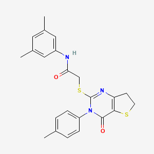 molecular formula C23H23N3O2S2 B2586114 N-(3,5-dimethylphenyl)-2-((4-oxo-3-(p-tolyl)-3,4,6,7-tetrahydrothieno[3,2-d]pyrimidin-2-yl)thio)acetamide CAS No. 686771-41-5