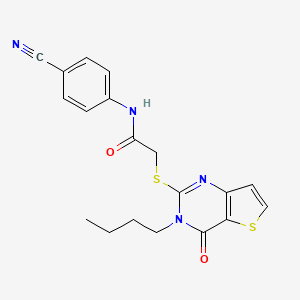 2-[(3-butyl-4-oxo-3,4-dihydrothieno[3,2-d]pyrimidin-2-yl)sulfanyl]-N-(4-cyanophenyl)acetamide