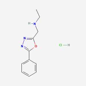 molecular formula C11H14ClN3O B2586135 N-[(5-Phenyl-1,3,4-oxadiazol-2-yl)methyl]ethanamine hydrochloride CAS No. 1185401-36-8