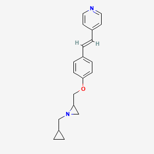 molecular formula C20H22N2O B2586137 4-[(E)-2-[4-[[1-(Cyclopropylmethyl)aziridin-2-yl]methoxy]phenyl]ethenyl]pyridine CAS No. 2419108-25-9
