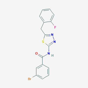 molecular formula C16H11BrFN3OS B258614 3-bromo-N-[5-(2-fluorobenzyl)-1,3,4-thiadiazol-2-yl]benzamide 