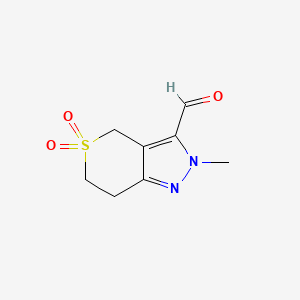 molecular formula C8H10N2O3S B2586161 2-Methyl-5,5-dioxo-2H,4H,6H,7H-5lambda6-thiopyrano[4,3-c]pyrazole-3-carbaldehyde CAS No. 1780437-11-7