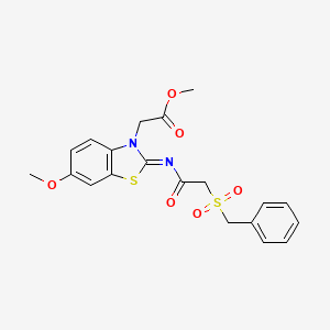 (E)-methyl 2-(2-((2-(benzylsulfonyl)acetyl)imino)-6-methoxybenzo[d]thiazol-3(2H)-yl)acetate